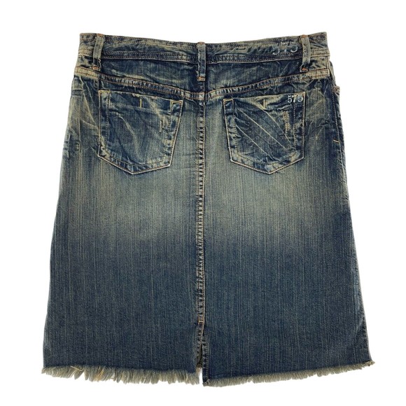 575 Denim Womens 30 Distressed Boho Frayed Hem Denim Jean Straight Skirt - Picture 2 of 8